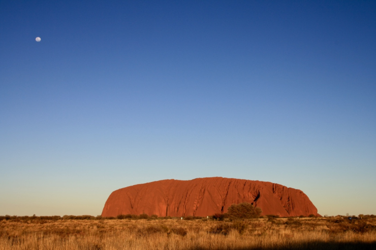 Uluru just before sunset.