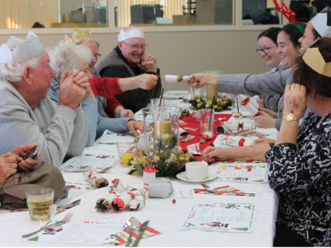 Seniors shared a festive lunch with students