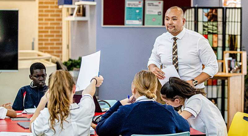 Emmaus Catholic College Kemps Creek teacher addressing the classroom