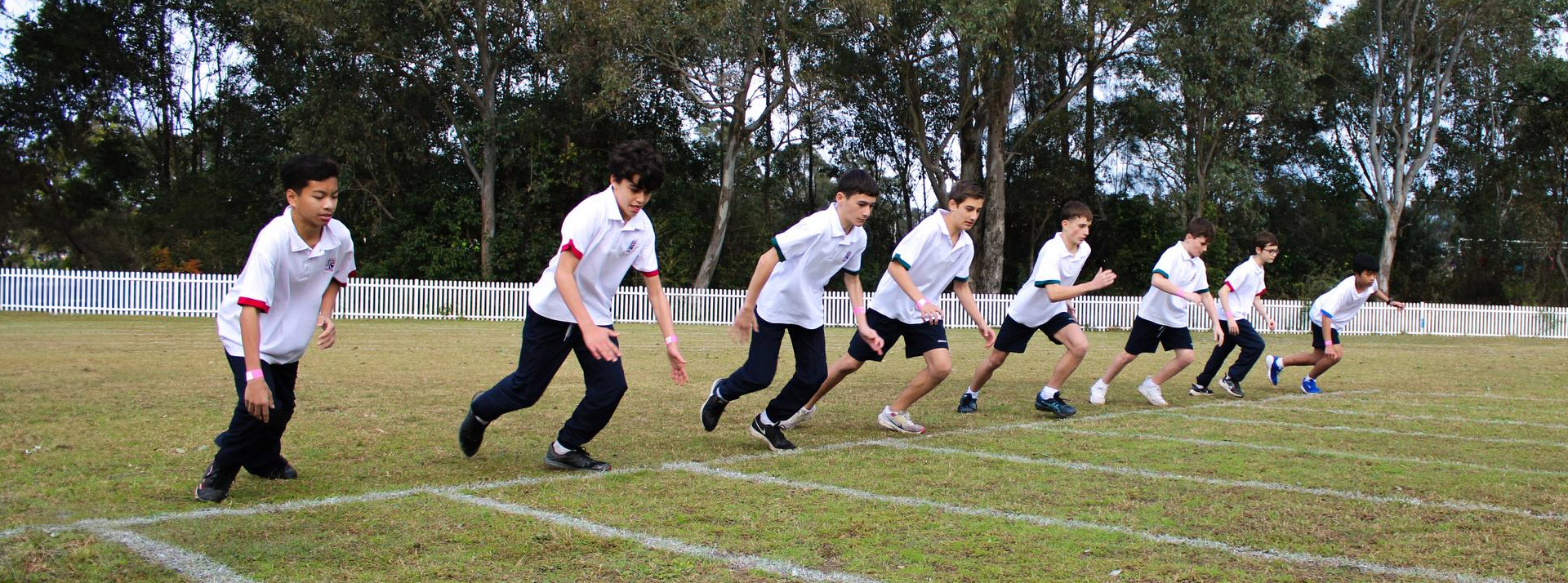 Emmaus Catholic College Kemps Creek students about to start 100 metre race