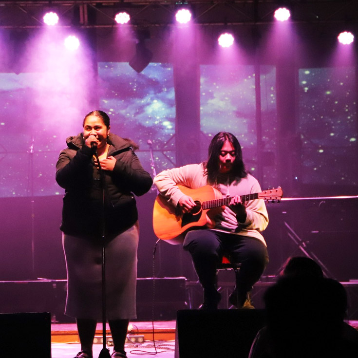 Emmaus Catholic College Kemps Creek students performing on stage